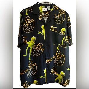 Disney Parks The Muppets Kermit The Frog Camp Shirt L NEW WITH TAGS